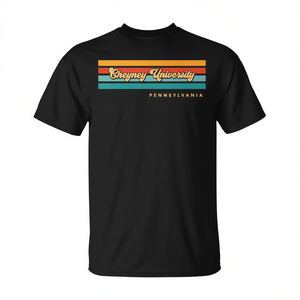 T-shirt della Cheyney University Pennsylvania con design vintage a strisce color tramonto - Product Image 2