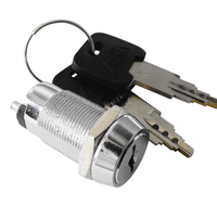 Serrure de casier ABA robuste en alliage de zinc 19 mm, finition chromée, 2 clés plates, entraxe 38 mm, conçue pour les applications de distributeurs automatiques