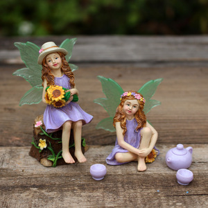 Mini juego de decoración de resina para mesa de hadas de jardín con adornos de mesa y taburete de madera para escenas de paisajismo - Product Image 4