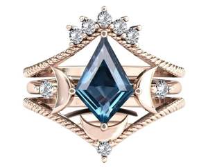 Anillo de Compromiso Moon Life con Topacio Azul de Londres, Plata 925, Gema en Forma de Cometa, Joyería Clásica para Bodas y Fiestas - Product Image 6