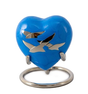 Urne oiseau bleu pour cendres mémorial funéraire crémation souvenir urnes d'amour coeur en laiton décoratif avec support taille personnalisée - Product Image 5