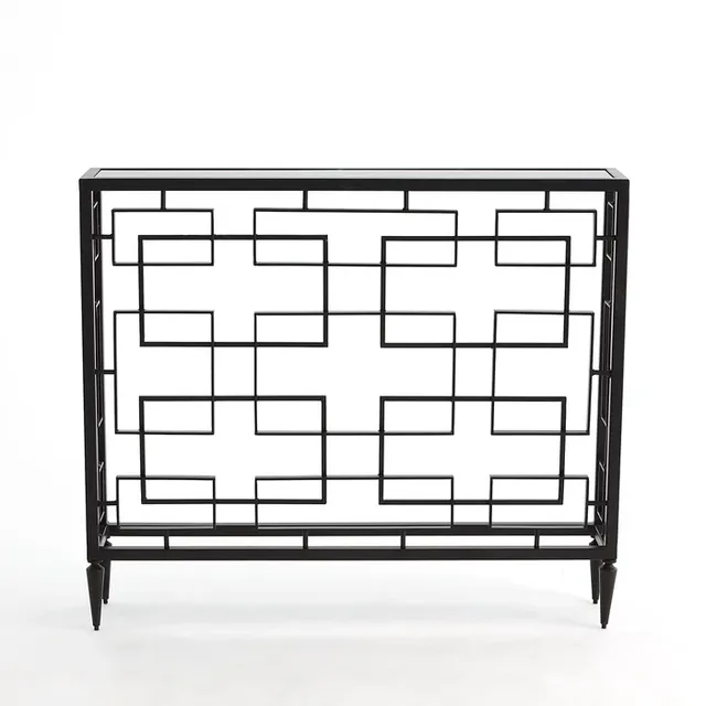 Modern Luxury Multi-Tier Console Table with Black/Gold Coated Metal Frame Living Room Furniture
