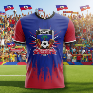 Maglia da tifoso di calcio Haiti 2026 WC, colori bandiera Caraibi, T-shirt unisex, regalo per i tifosi dei tornei internazionali - Product Image 3