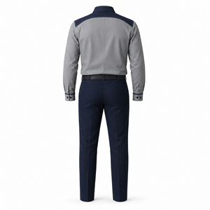 Conjunto de Camisa y Pantalón de Uniforme de Guardia de Seguridad de Manga Larga Gris Marino Personalizado con Cinturón para Personal de Patrulla de Instalaciones, Fabricante Mayorista - Product Image 2
