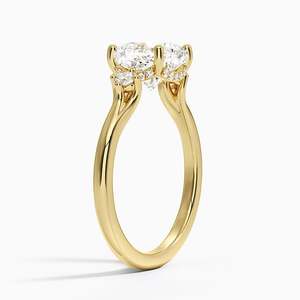 Anillo de Diamantes de Tres Piedras con Corte Cojín en Oro con Piedras Laterales Redondas, Anillo de Compromiso Flotante Clásico para Mujer, Regalo de Joyería Fina - Product Image 2