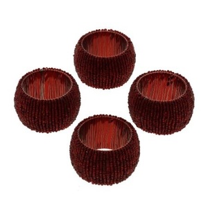 Anneaux de serviette en perles de rocaille de qualité supérieure créatives Idées de décoration de table en perles pour les fêtes à manger en tissu de coton - Product Image 6