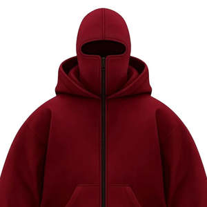 Sweat à capuche double couche à fermeture éclair intégrale, logo personnalisé brodé, 100% coton, qualité supérieure, style ninja, sweat à capuche de gangster - Product Image 6