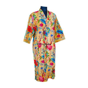 Kimono Tradicional Ecológico de Algodón 100% Suave y Colorido para Mujer, Túnica Larga de Invierno, Tela Étnica Vintage India Hecha a Mano - Product Image 5