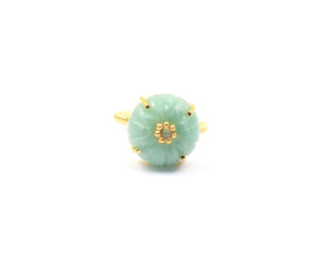 แหวนพลอยอเมซอนแบบปรับได้สไตล์คลาสสิกแหวนทองทำด้วยมือของขวัญที่ทันสมัยสำหรับเธอทำจากทองเหลือง - Product Image 4