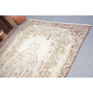 5.7x8.8 ft Turkish Rug, Rug, <b>Brown</b> Patchwork Rug <b>Wool</b> - Product Image 4