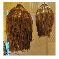 Lampe de plafond en herbe de mer faite à la main, luminaire unique et artistique en herbe de mer, abat-jour suspendu pour restaurants, cafés et hôtels