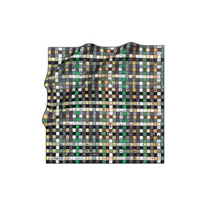Vintage Designer Digital Print Satin Silk Scarf Black Geometric Pattern - Product Image 1