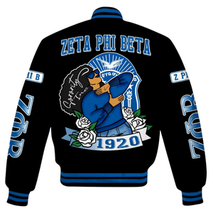 Zeta Phi Beta 1920 azul blanco hermandad ZPB Greek Life Varsity Letterman chaqueta Chenille Patch Founders Edition - Product Image 5
