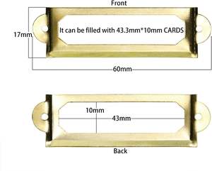Poignée de porte de tiroir en laiton antique plaqué or, étiquette de laboratoire, cadre de tirage, porte-carte de nom, porte-documents, meuble, armoire, OEM - Product Image 4