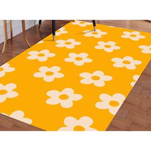 Alfombra Daisy con Estampado Floral: Decoración de Pared Delgada Moderna en Amarillo, con Pelo Suave - Product Image 2