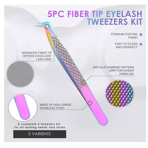 Pinzas de pestañas de extensión de volumen de logotipo personalizado de etiqueta privada de acero inoxidable de belleza, pinzas de pestañas hechas a medida al por mayor - Product Image 4