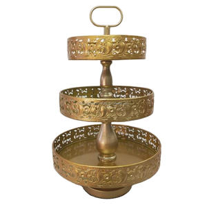 Plateaux et plateaux royaux de style floral petit, moyen et grand, support à gâteau à 3 niveaux, support à gâteau de luxe pour mariage et fêtes déco - Product Image 6