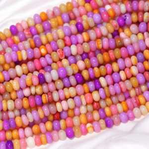 Naranja Rosa Disco Candy Opal Smooth Rondelle Stone Beads 7mm y 10mm Loose Gemstone Strand Fabricación de joyas al por mayor de La India - Product Image 5