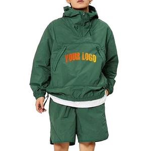 Ensemble survêtement homme personnalisé avec logo, veste demi-zip et short, nylon polyester, 2 pièces, jogging, vêtements de sport OEM - Product Image 1