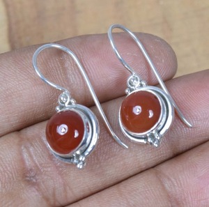 Pendientes de piedras preciosas de cornalina 925 pendientes de piedras preciosas de plata de ley sólida para Niñas para mujeres niñas pendientes colgantes joyería de plata - Product Image 5