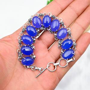Blue Chalcedony Bracelet 925 Sterling <b>Silver</b> Handmade Gemstone Bracelet Jewelry Gift For Wedding Birthday <b>Women</b> - Product Image 5