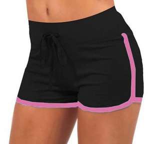 Pantalones cortos deportivos ajustados informales de cintura alta para mujer, novedad de verano, pantalones cortos de retazos estampados, pantalones cortos teñidos lisos con cordón elástico - Product Image 6