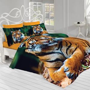 Set di copripiumino doppio tigre in raso 3D Maxstyle