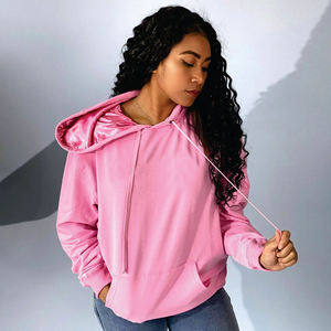 Custom Pink Pullover <b>Hoodie</b> with Satin Lined Hood <b>Soft</b> Fleece Sweatshirt for <b>Women</b> or Men Casual Streetwear with Logo - Product Image 5