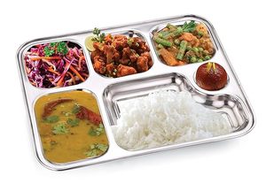 Assiettes en acier inoxydable de qualité alimentaire 6 en 1, écologiques, 6 compartiments/Bhojan Thali/Assiette à compartiments, plateau extra profond - Product Image 2