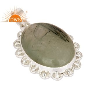 Custom Jewelry Manufacturer Latest Trending Sterling Silver Natural Prehnite Gemstone <b>Pendant</b> <b>Necklaces</b> 925 Silver Trendy Round - Product Image 2