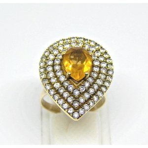 Handmade 925 Sterling Silver Natural Citrine <b>Ring</b> Pear Multi-Stone Designer <b>Ring</b> for Birthday Gift for <b>Friends</b> R0318-GS - Product Image 2