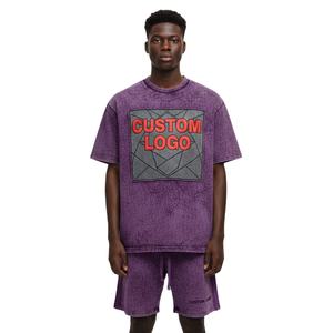 Conjunto de Camiseta y Pantalones Cortos Oversize de Algodón 100% Lavado con Bordado, Superventas para Hombre y Mujer 2026 - Product Image 2