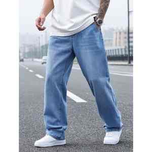 Pantalons en jean baggy pour hommes, pantalons décontractés, mode, coupe ample, denim streetwear, fournisseur OEM, coupe ample, denim clair, pantalons baggy pour hommes - Product Image 2