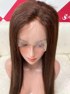 Pelucas frontales de encaje ondulado Natural, 150% de densidad, cabello humano listo para enviar, Color marrón oscuro #3 - Product Image 4