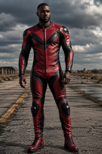 Custom Genuine Leather Men's <b>Red</b> Black Leather Motorcycle Racing Suit Full Sleeve Breathable Color Blocked CE Ready Riding Gear - Product Image 3