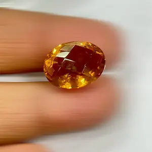 Piedra Preciosa de Cuarzo Miel Natural de Calidad 5A, Corte Esmeralda, Rutilo Dorado, Ónix Facetado, Forma Ovalada 18x14x7mm, Peso 15.55ct - Product Image 2