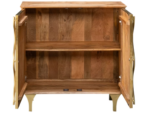 Buffet en bois de manguier pliable polyvalent fait à la main portes en laiton pour chambre à coucher maison Bar salon ferme salle à manger atelier d'entrée - Product Image 2