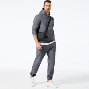 Ensemble survêtement en molleton de coton personnalisé 380GSM pour homme, sweat à capuche zippé et pantalon de jogging, couleur blanche unie, broderie, vêtements de sport d'hiver de qualité supérieure - Product Image 1