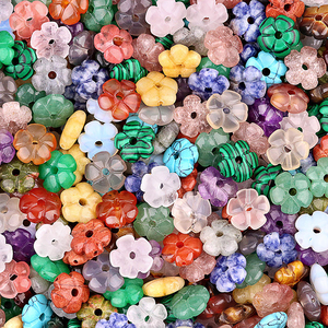 Clear Quartz Gemstone Flower <b>Beads</b> - Hand-Carved 14mm <b>Charms</b> for Necklaces & <b>Bracelets</b> - Plum Blossom Carved Gemstone - Product Image 3