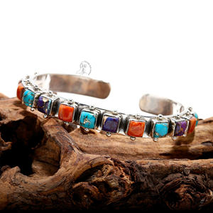 Elegante diseñador de plata esterlina declaración brazalete púrpura/verde cobre turquesa esponja Coral DE LA India para regalo - Product Image 4