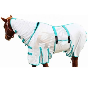 Équipement équin : Couverture anti-mouches pour chevaux en gros, produits équestres, couverture en maille anti-mouches à capuche avec cache-cou amovible par LCI - Product Image 3