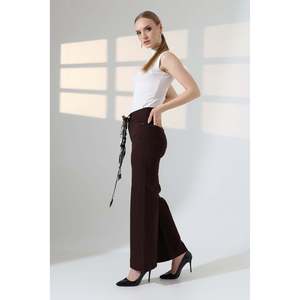 XLove Jeans - Jeans de mezclilla de cintura alta y pierna ancha para mujer, pantalones de mezclilla marrones de corte Milano hasta el tobillo con cierre de botón y cremallera - Product Image 4