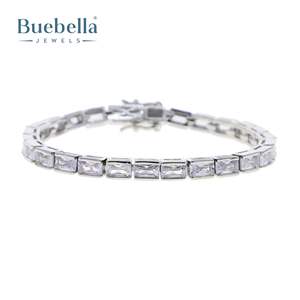 Hot Sale 4mm 18k White Gold plated 925 Sterling <b>Silver</b> Moissanite Diamond Iced Baguette Tennis <b>Bracelet</b> <b>for</b> <b>Men</b> - Product Image 2
