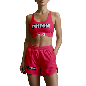 Ensemble de vêtements de fitness pour femmes en polyester spandex solide à séchage rapide respirant. Logo personnalisé OEM ODM Sportswear Réservoir d'impression par transfert de chaleur - Product Image 1