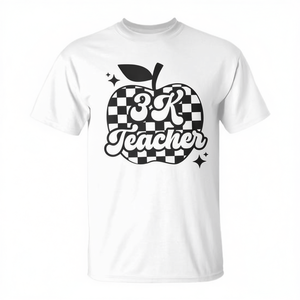 3K Teacher Apple Design T-shirt à manches courtes et col rond pour enfants, unisexe, pour la rentrée scolaire - Product Image 3