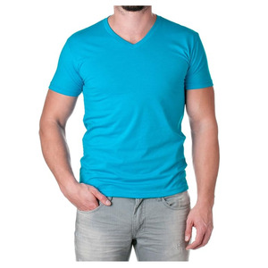 T-shirt homme manches courtes en tissu tricoté, logo et impression personnalisés, col en V, 220 g/m² - Product Image 3