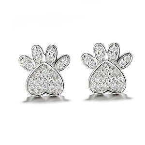 Orecchini a perno con zampa in cristallo placcati in oro rosa 14K e argento sterling, motivo a forma di animale - Product Image 1