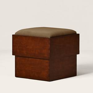 Taburete Cubo de Cuero Genuino Marrón con Almacenamiento, Diseño Tradicional para Dormitorio, Apartamento, Escuela y Entrada - Product Image 1