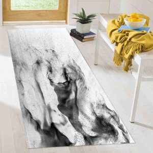 Alfombra abstracta gris ahumado: Alfombra moderna para interiores, alfombra estampada, alfombra de chenilla - Product Image 1