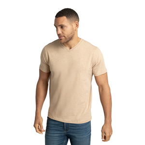 Proveedor de Bangladesh, camiseta de Color sólido informal personalizada de alta calidad para hombre, camiseta en blanco frontal transpirable ecológica con cuello en V ajustado - Product Image 5